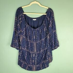 Maurices Blue Patterned Off The Shoulder Top Size 3